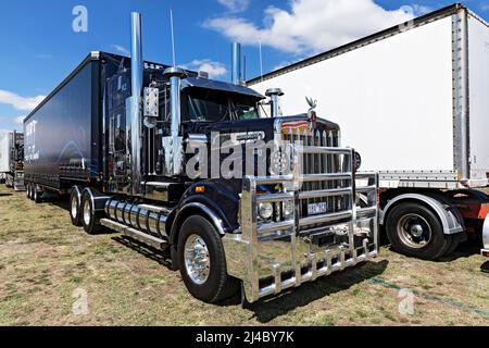 Trucks Australia /  Front view of a Kenworth truck  in the 1850`s gold mining town of Clunes in Victoria Australia. Stock Photo